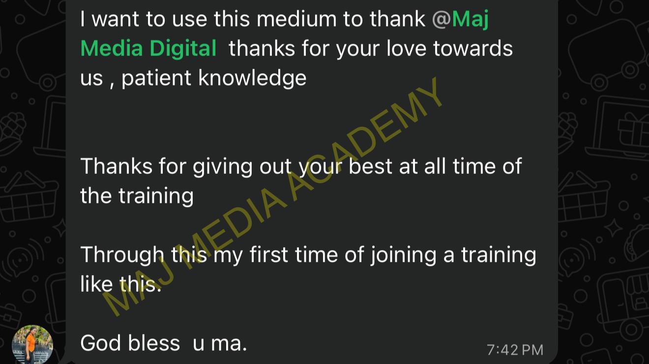 Student appreciation message for the instructor